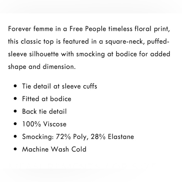 Free People Floral Smocked Crop Top - Size Small - Picture 12 of 13